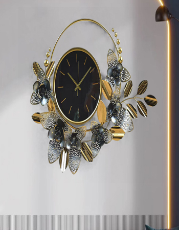 Modern Metal Wall Clock with 3D Creative Ginkgo Leaf Design - Home Decor and Kitchen Gift
